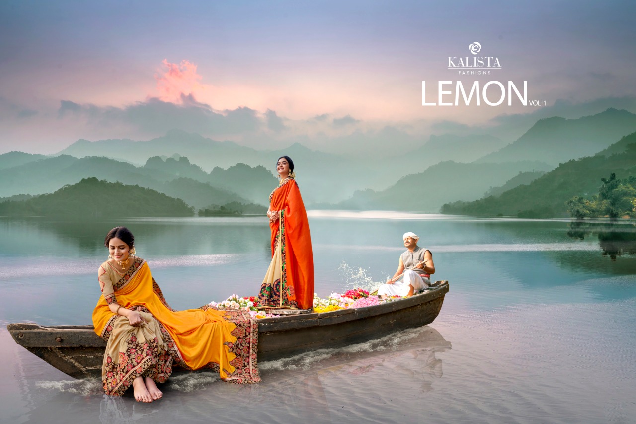 Kalista Launch Lemon Vichitra Silk Embroidery Fancy Saree