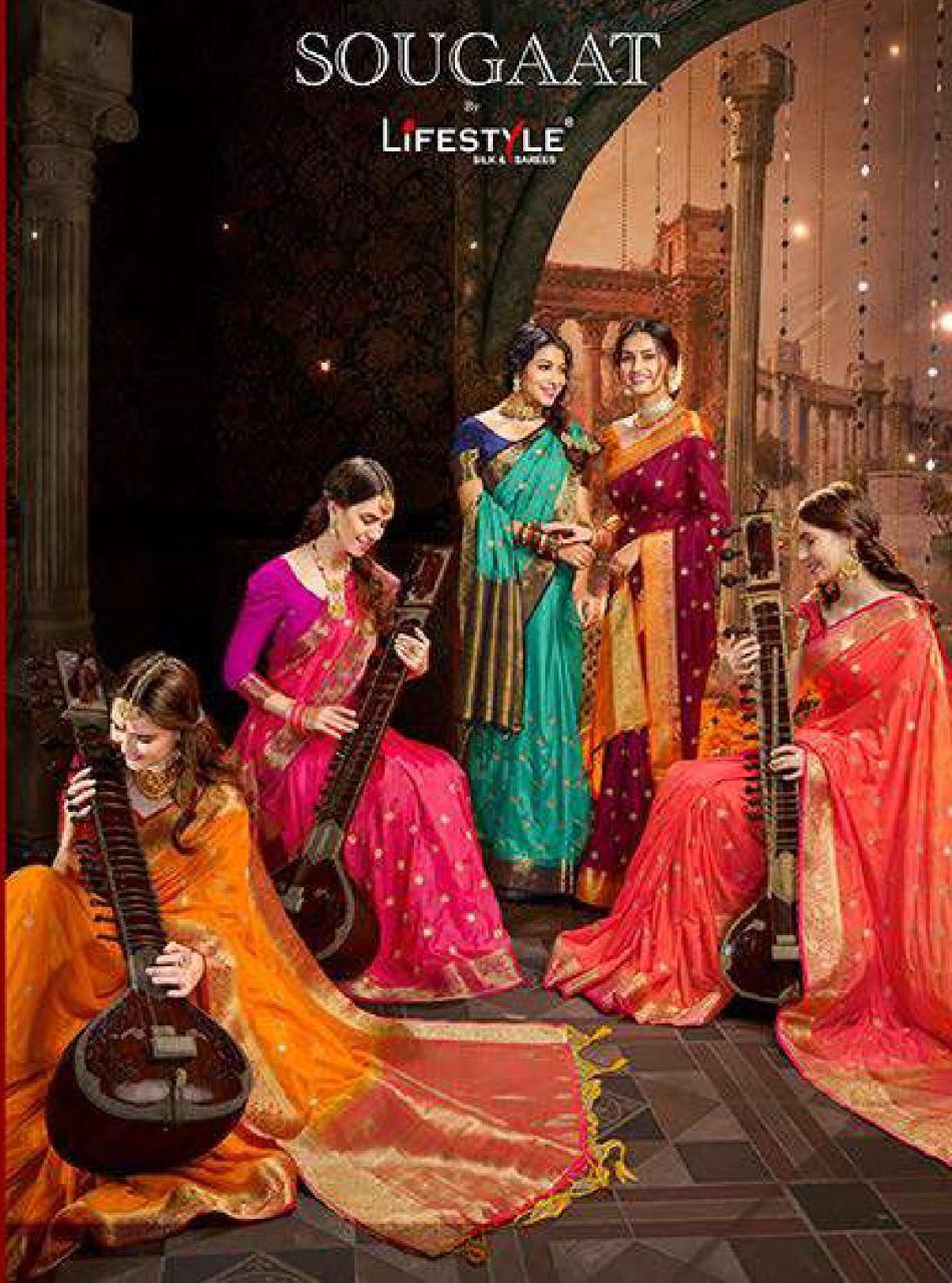 Lifestyle Sougaat 66461-66466 Series Silk Saris Wholesale Clothing Store