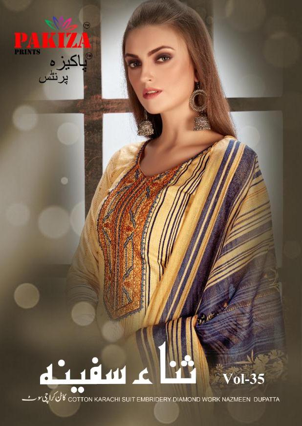 Pakiza Print Vol 35 Lawn Cotton Fancy Dress Materials Trader