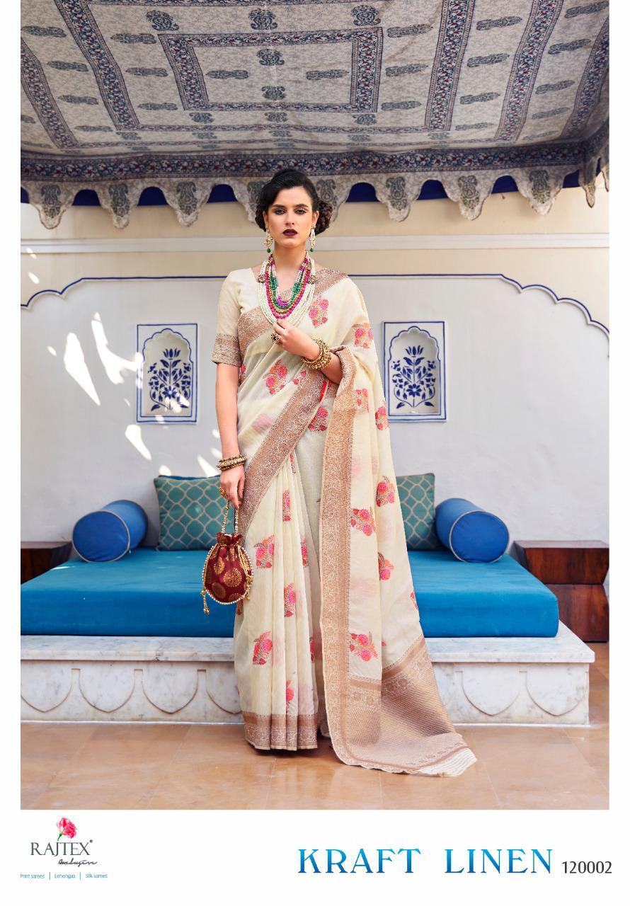 Rajtex Kraft Linen Ethnic Wear Linen Designer Fancy Saree Wholesaler
