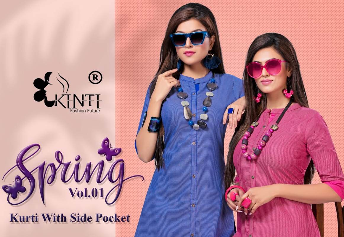 Spring By Kinti Casual Wear Kurti With Side Pocket New Catlog Collection