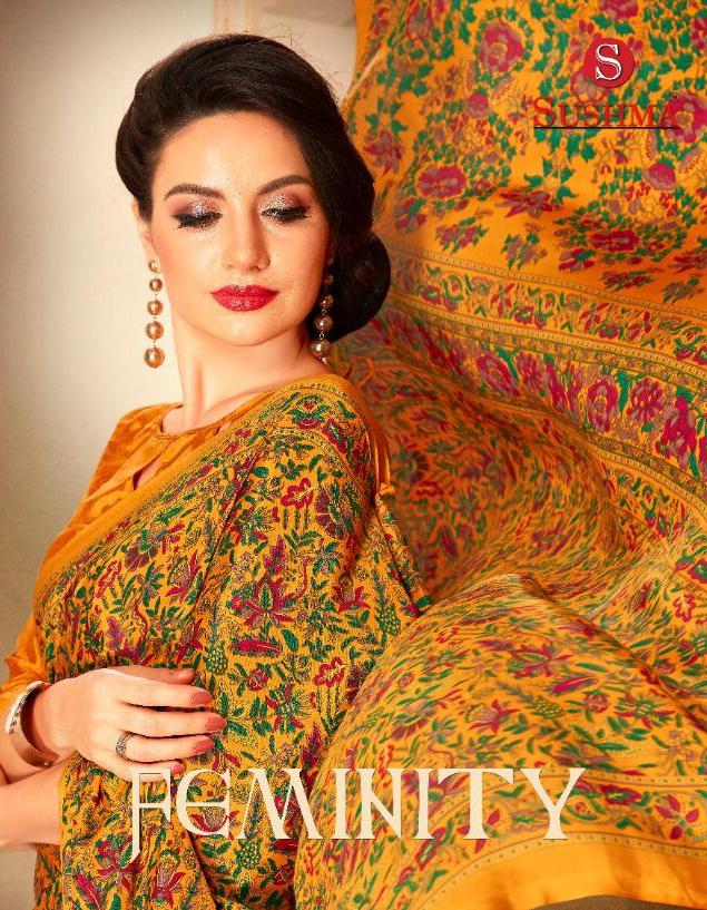 Sushma Present Feminity Softy Crape Printed Formal Wear Fancy Saree Collection