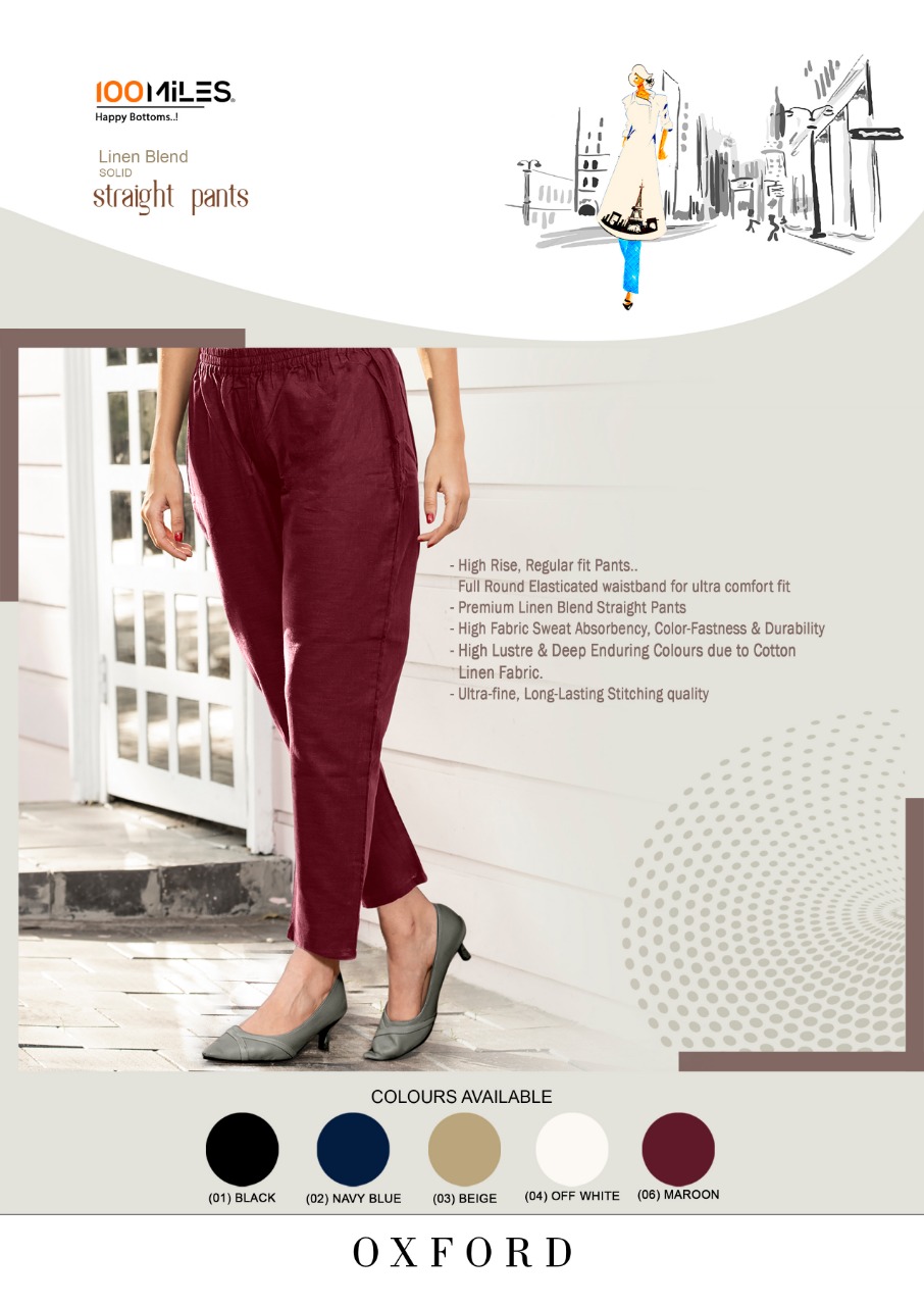 100 Miles Launch Oxford Cotton Linen Straight Pant Catlog Collection