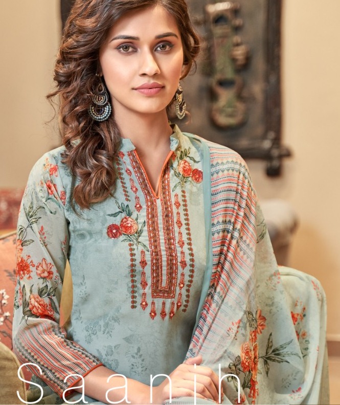 Acme Weavers Present Aanzara Saanjh Geprgette With Handwork Salwar Suit