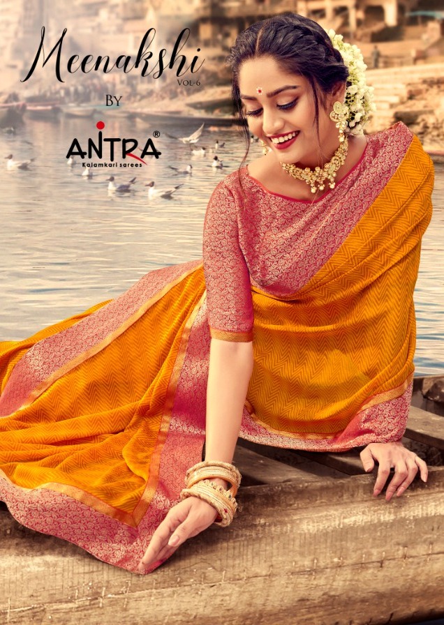 Antra Meenakshi Vol 6 Chiffon Print Less Good Looking Saree Wholesaler