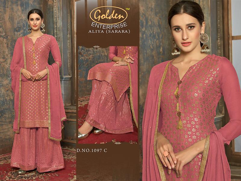 Golden Fab Launch D No 1097 Viscose Sarara Style Salwar Suit Collection