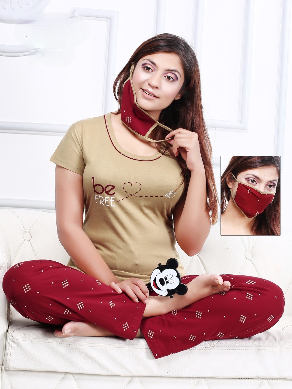 K4u Launch Attitude Vol 1 Hosiery Stylish Nightsuit With Mask
