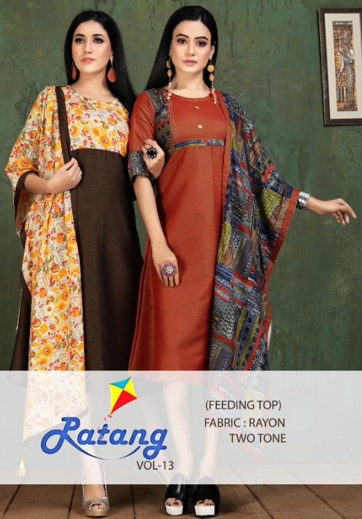 Patang Vol 13 By Kinti Rayon Anarkali Style Kurti With Stroll Seller