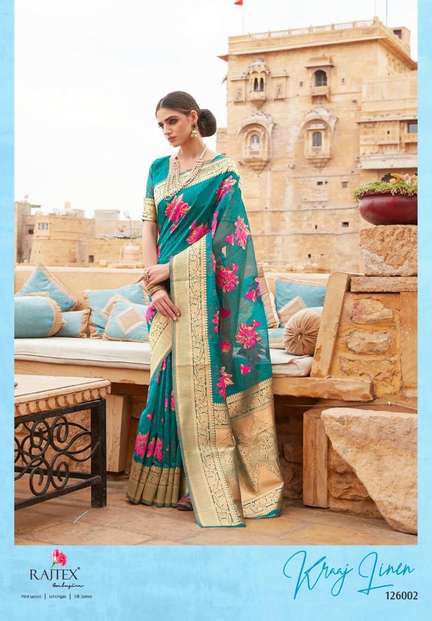 Rajtex Presents Kraaj Linen 126001-126006 Series Pure Linen Saris Buy Online