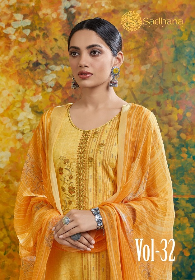 Sadhana Fashion Present Sadhana Vol 32 Cotton With Fancy Work Casual Wear Suit