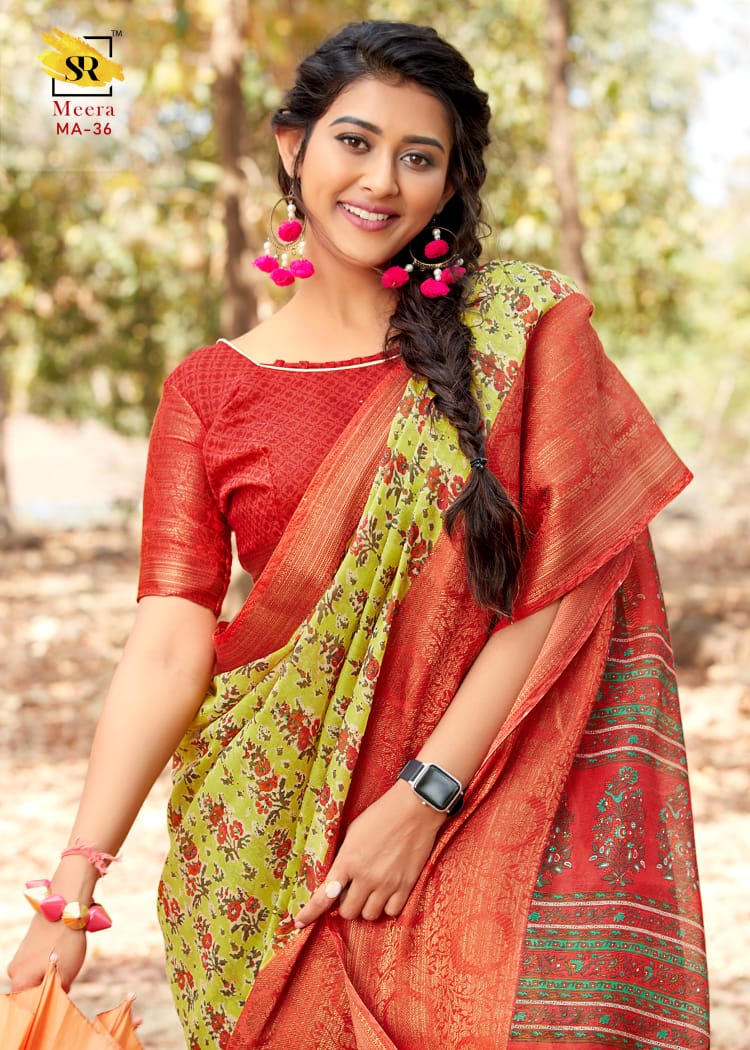 Sr Brand Meera Vol 4 Jacquard Panel Ethnic Wear Sarees Authorized Supplier In Surat
