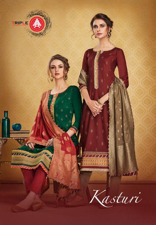 Triple Aaa Launch Kasturi Jam Silk With Work Exclusive Wholesale Dresses