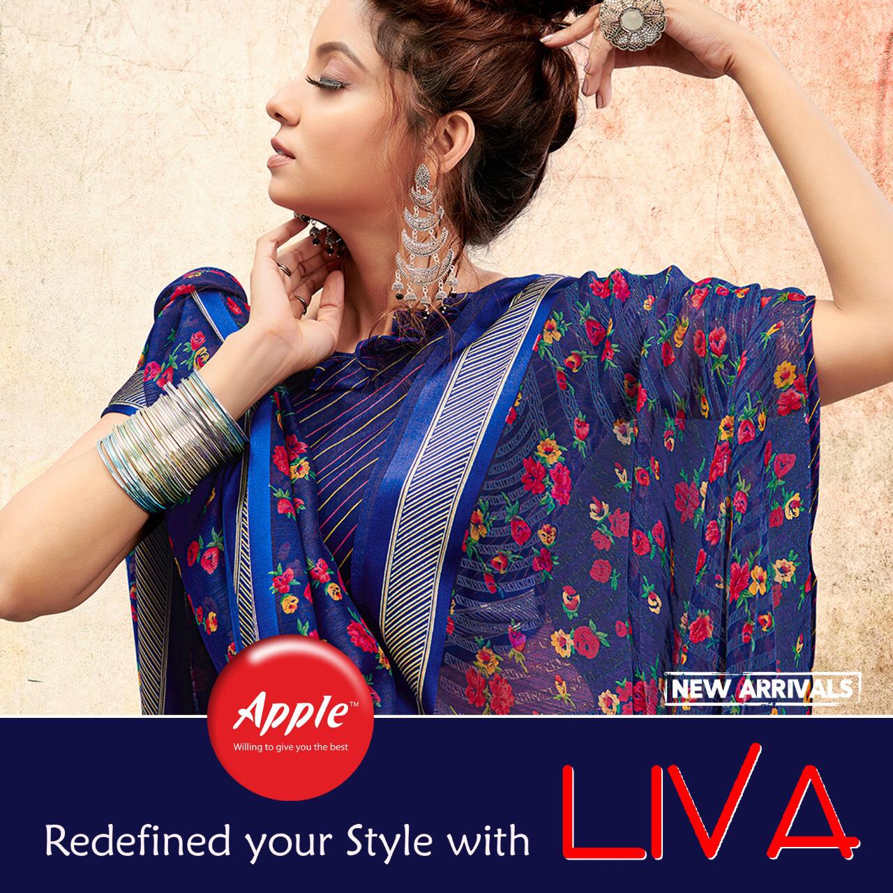 Apple Saree Liva Linen Satin Soft Printed Good Looking Saree Wholesaler