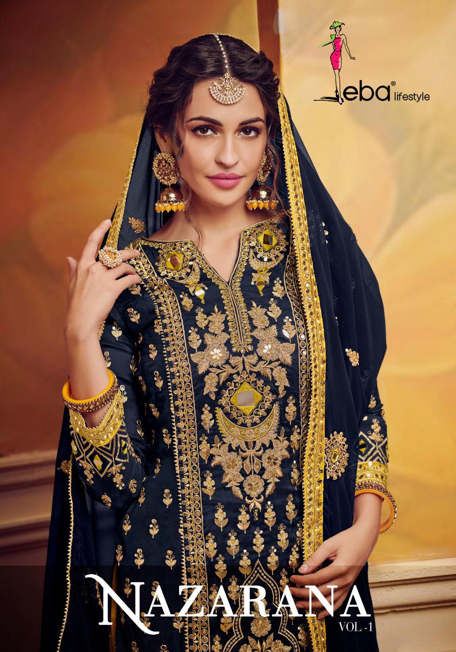 Eba Lifestyle Nazarana Vol 1 Georgette With Full Embroidery Work Plazzo Style Salwar Suit