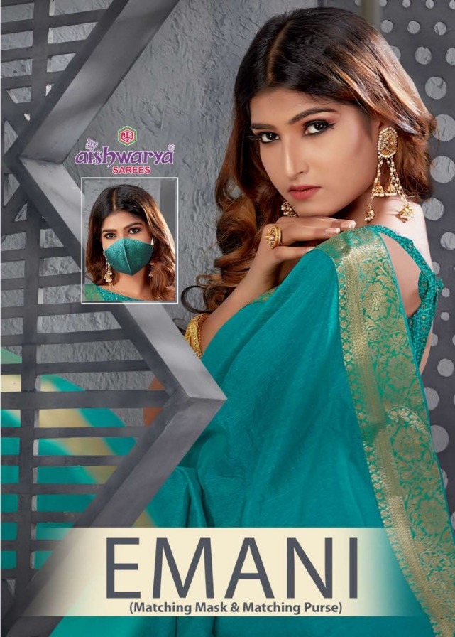 Emani By Aishwarya Vichitra Silk Saree With Matching Mask And Purse Concept