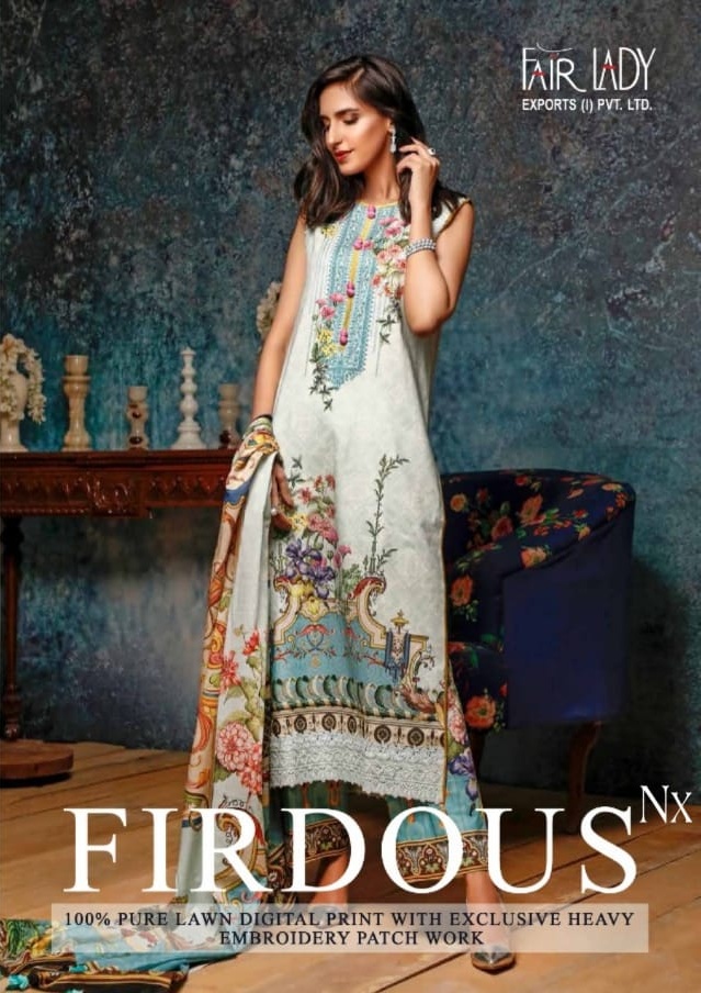 Fairlady Firdous Nx Pure Lawn Pakistani Dress Materials