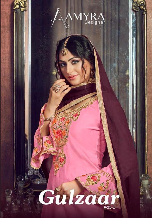 Gulzaar Vol 1 By Amyra Designer Jam Silk Cotton Party Wear Suit Looking Stunning