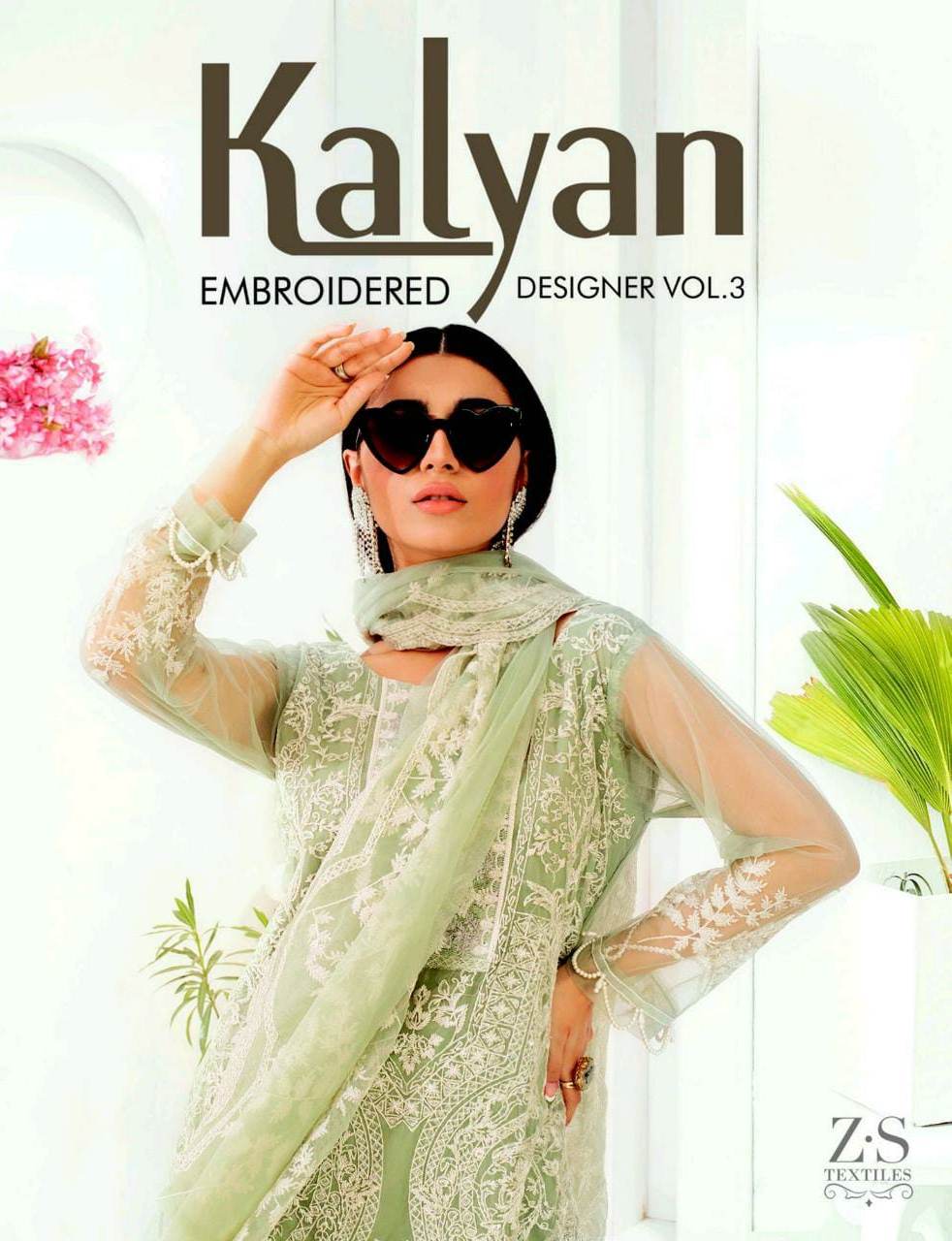 Kalyan Embroidered Designer Vol 3 By Zs Textile Lawn Original Pakistani Ladies Suit Wholesaler