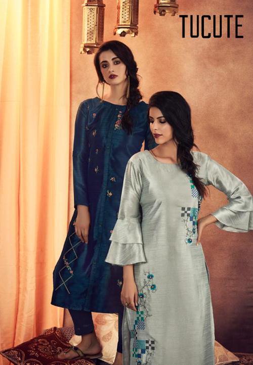Karma Present Tucute 828 Series Muga Silk With Embroidery Top With Bottom Collection