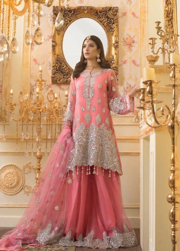 Khayyira Suits Maryum N Maria Net Embroidery Pakistani Salwar Kameez