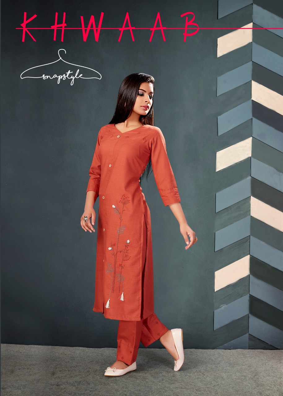 Khwaab By Snapstyle Cotton Slub Stylish Kurti With Pants Online Collection