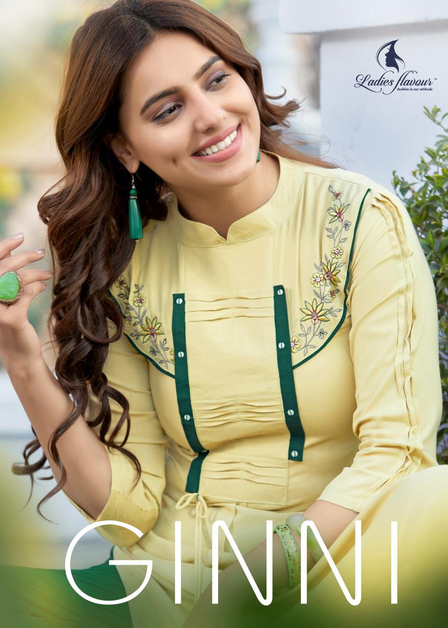 Ladies Flavour Ginni Rayon With Embroidery Kurti With Bottom Collection