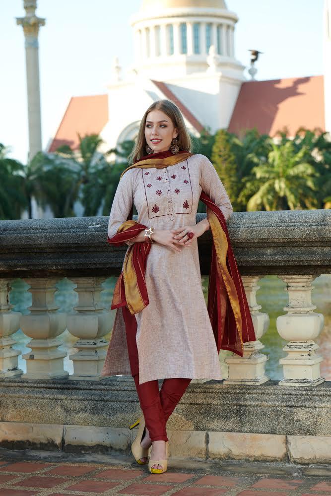 Lymi Present Light Cotton Weaving Readymade Salwar Suit Looking Pretty