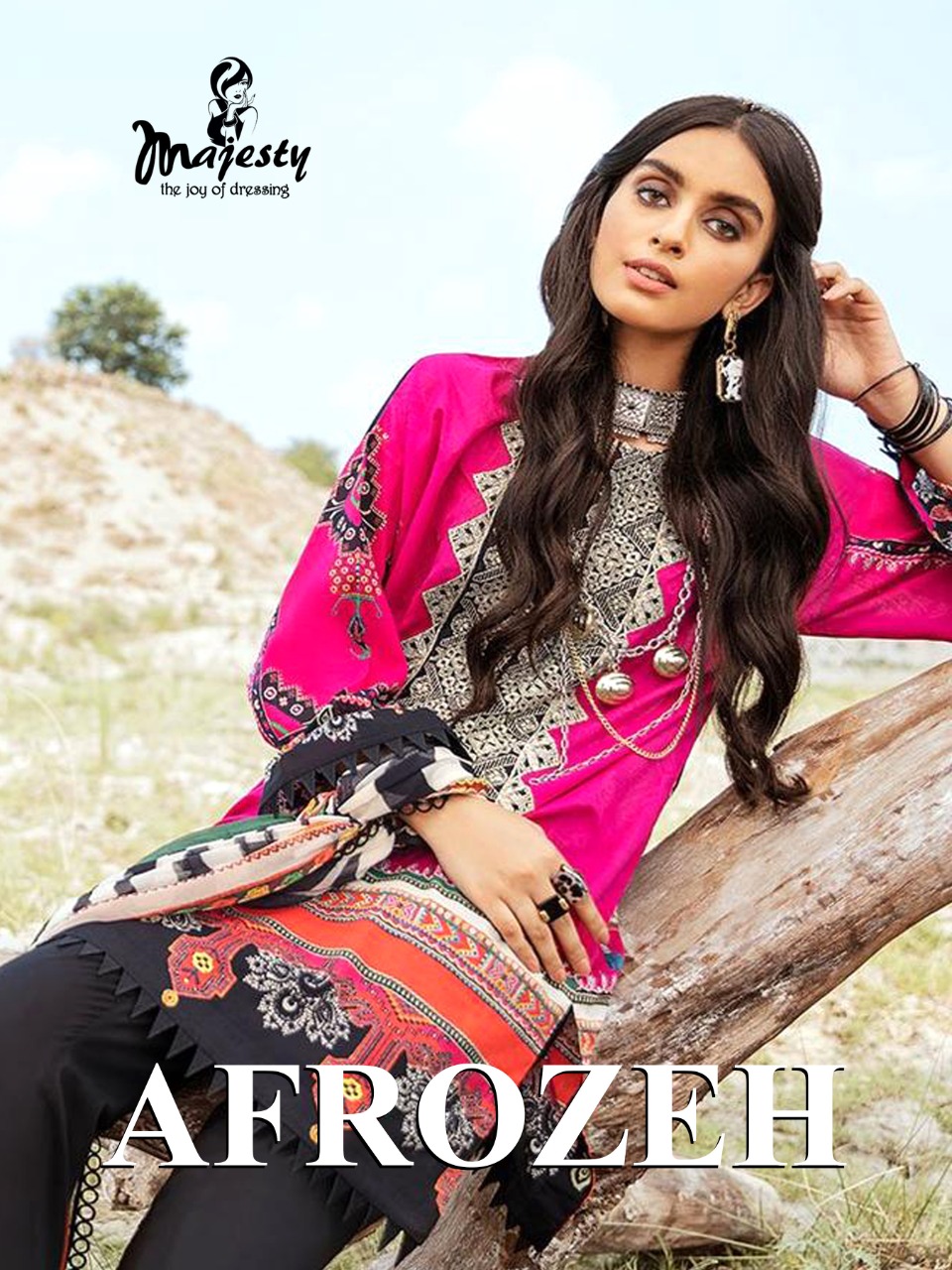 Majesty Present Afrozeh Jam Silk Cotton Unique Print Pakistani Suit Concept