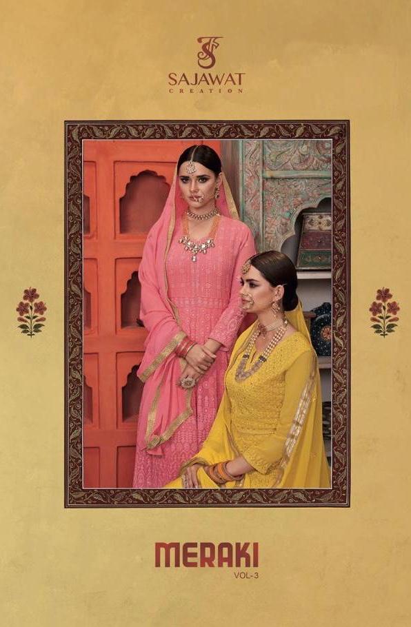 Sajawat Creation Meraki Vol3 Georgette Traditional Look Prty Wear Readymade Salwar Suit
