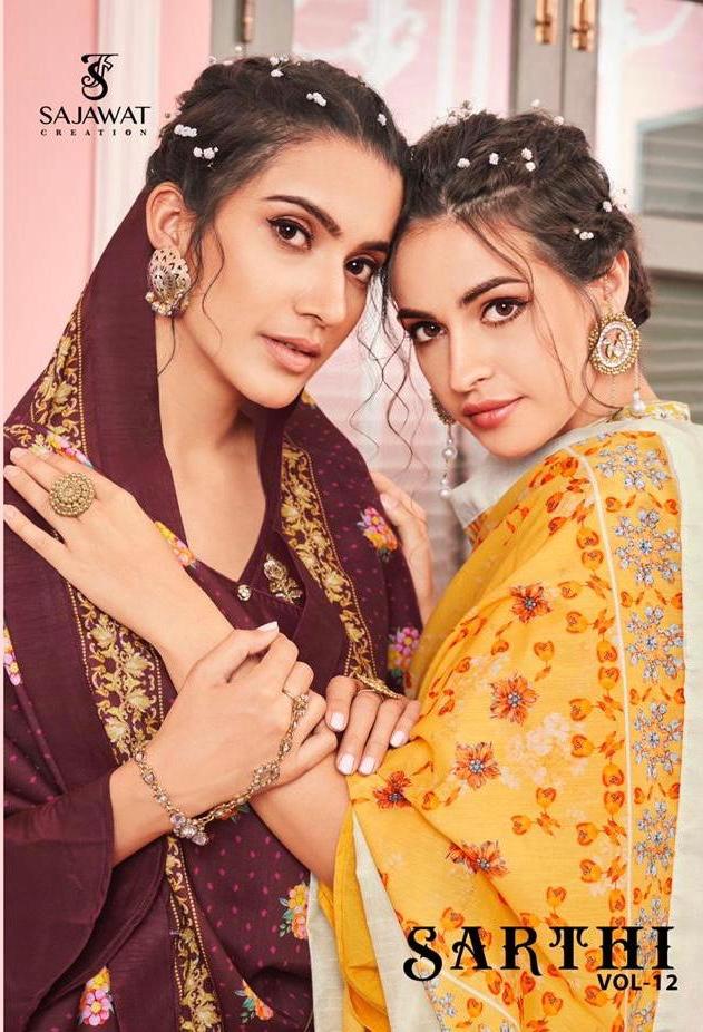 Sarthi Vol 12 By Sajawat Maslin Embroidery Readymade Palazzo Style Salwar Kameez