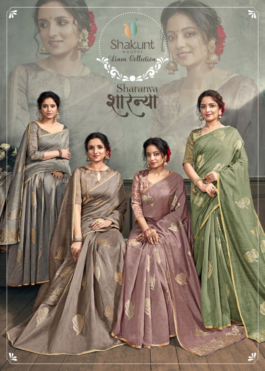 Shakunt Present Sharanya Linen Silk Stylish Look Saree Collection
