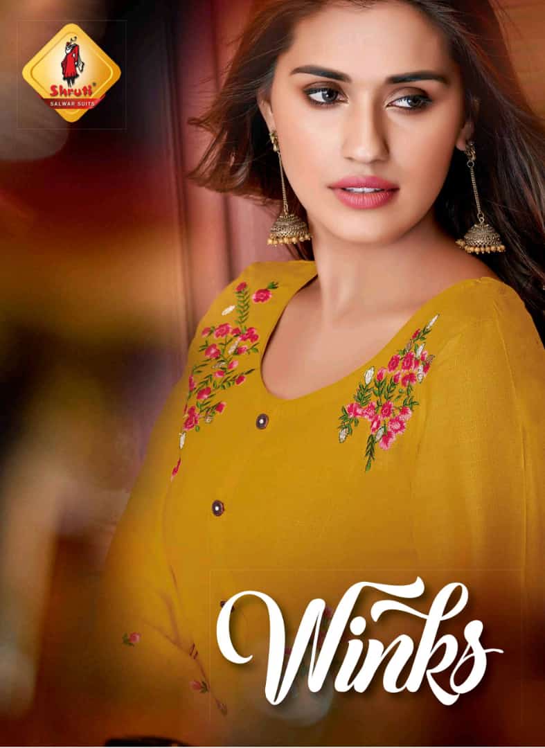 Shruti Presenting Winks Readymade Party Wear Kurti With Pant Pair In Surat Textile Market