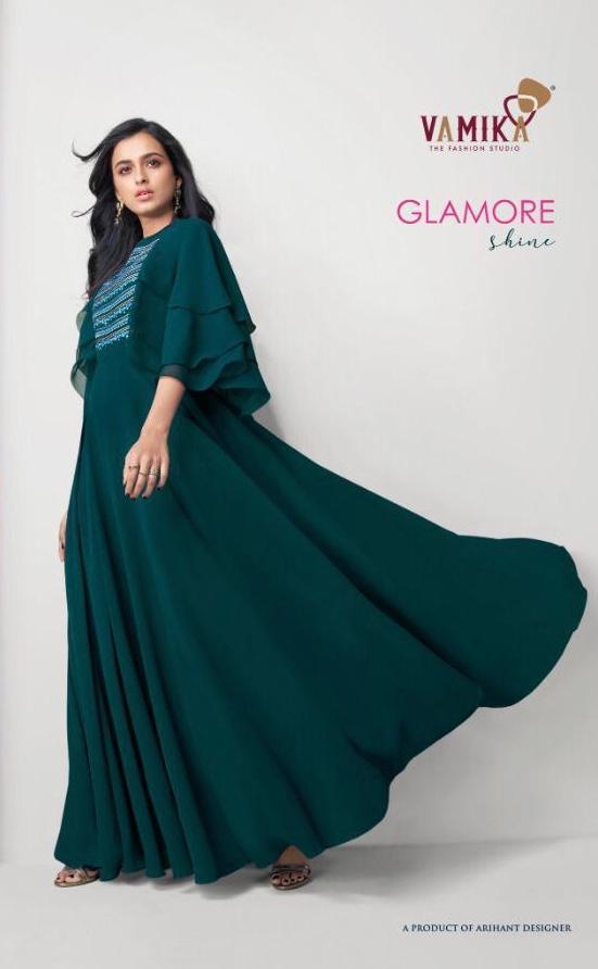 Vamika Present Glamore Shine By Arihant Long Gown Style Georgette Kurti Collection