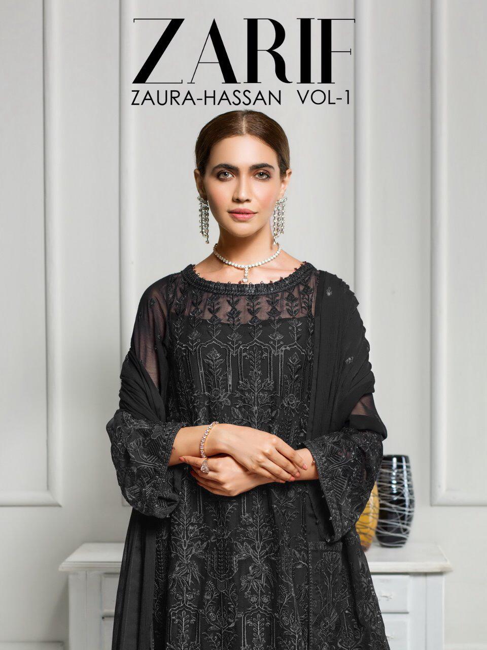 Zaura Hassan Launching Zarif Vol 1 Georgette Embroidered Semi Stich Pakistani Suit