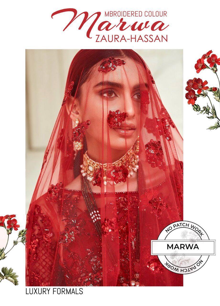 Zaura Hassan Marwa Butterfly Net Pakistani Dress Collection