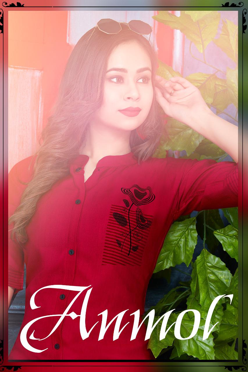 A B Tex Lifestyle Launch Anmol Rayon Casual Wear Kurti Catalogs Collection