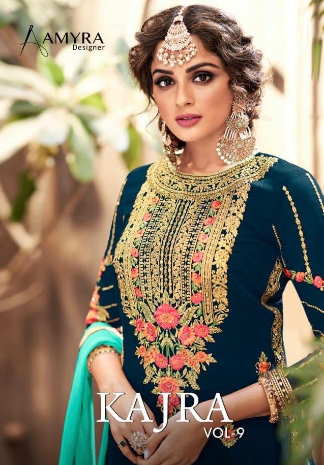 Amyra Designer Kajra Vol 9 Georgette With Embroidery Bridal Collections Plazzo Bottom Suits