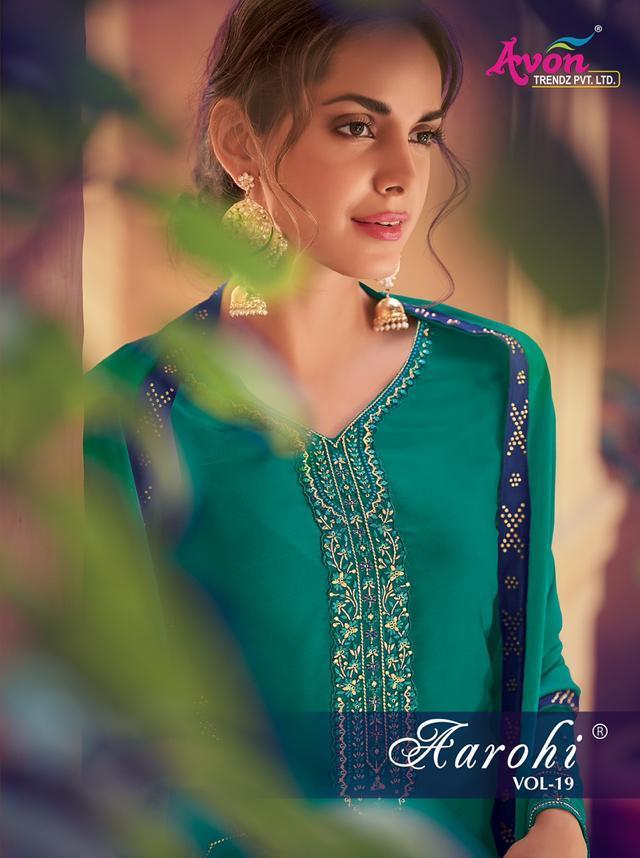 Avon Trendz Aarohi Vol 19 Satin Georgette With Embroidery Party Wear Lehenga Style Suits