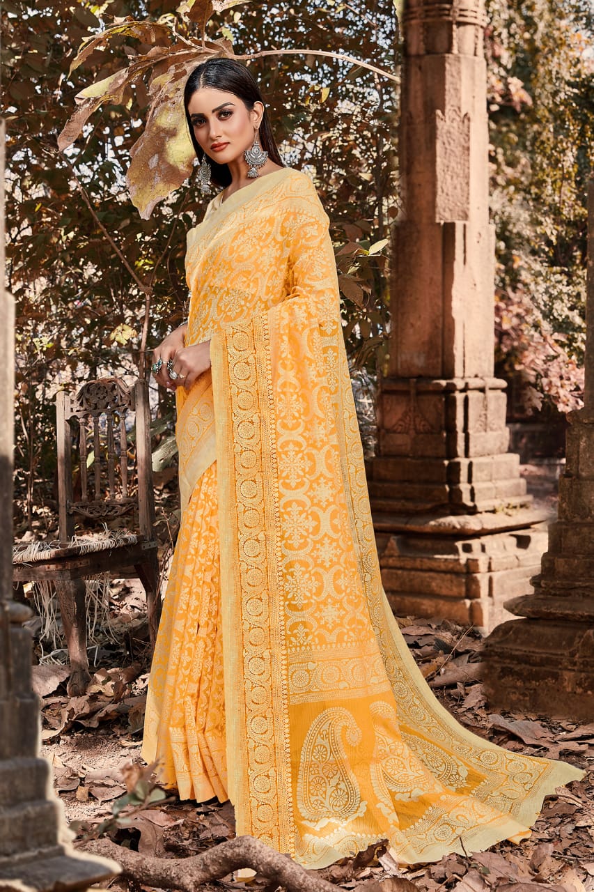 Bansi Fashion Presents Avni Kimora Brasso Latest Design Print Saree Wholesaler