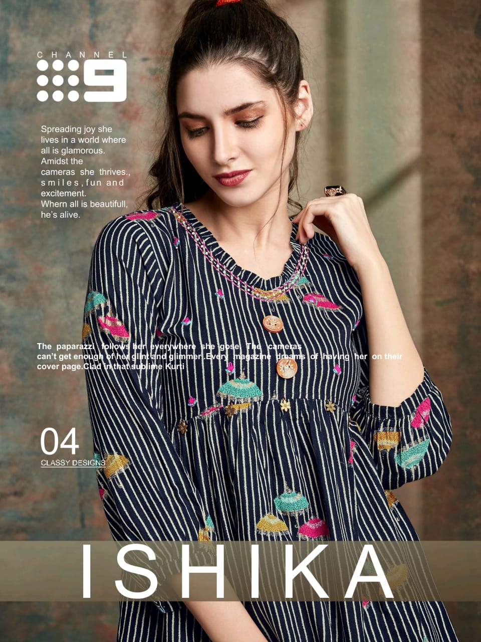 Channel 9 Presenting Ishika Rayon Katha Work Combination Casual Wear Kurti