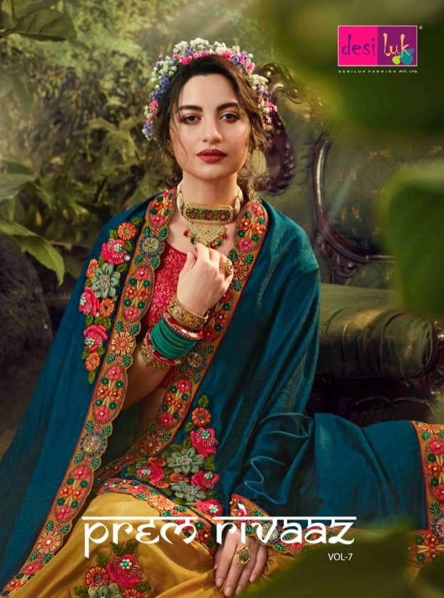 Desi Luk Fashion Prem Rivaaz Vol 7 Indian Festive Heavy Embroidery Wedding Look Saree Wholesaler