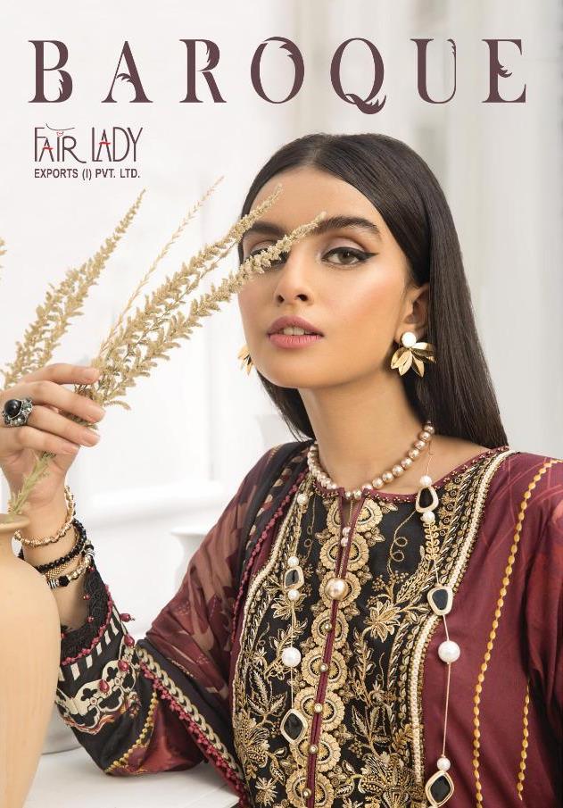 Fairlady Baroque Hit Design Jam Satin Print With Embroidery Pakistani Suit