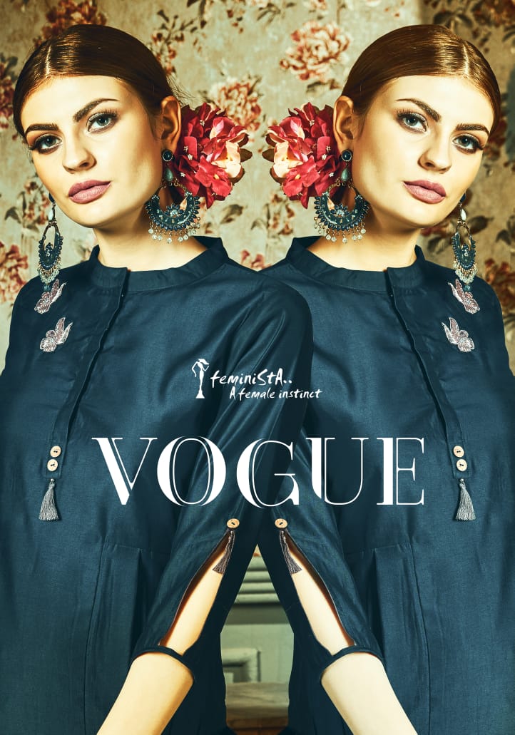 Feminista Vogue Art Silk Readymade Kurti Plazzo With Digital Dupatta Wholesaler