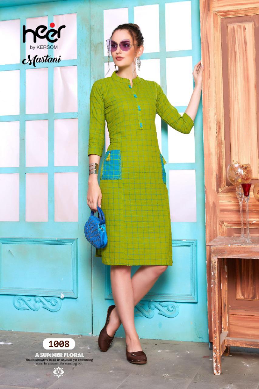 Heer By Kersom Launch Mastani South Cotton Checks With Pockets Casual Kurti