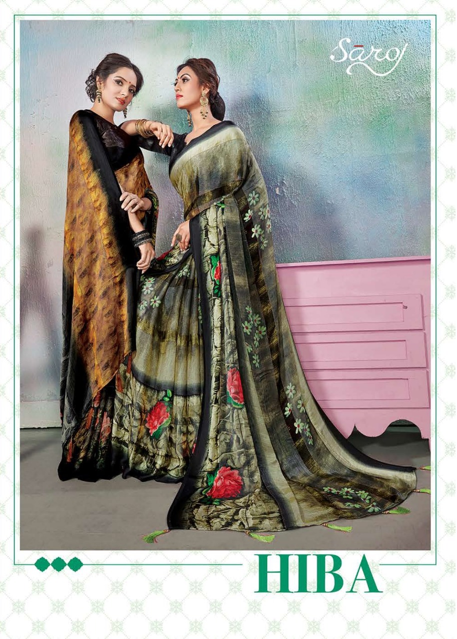 Hiba By Saroj Brasso Saree With Satin Patta Designer Collection