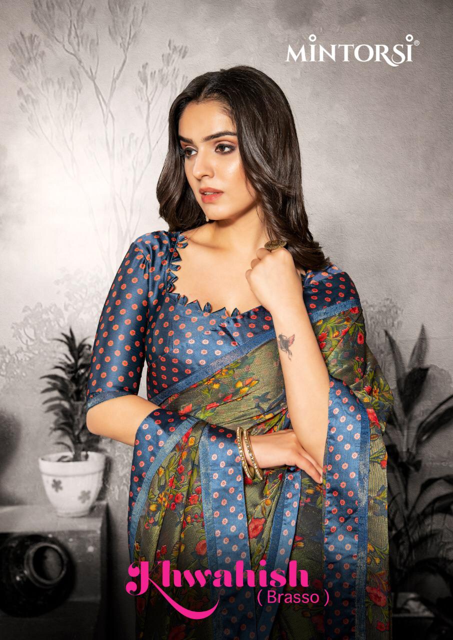 Khwahish Brasso By Mintorsi Chiffon Brasso Printed Saree Online Supplier