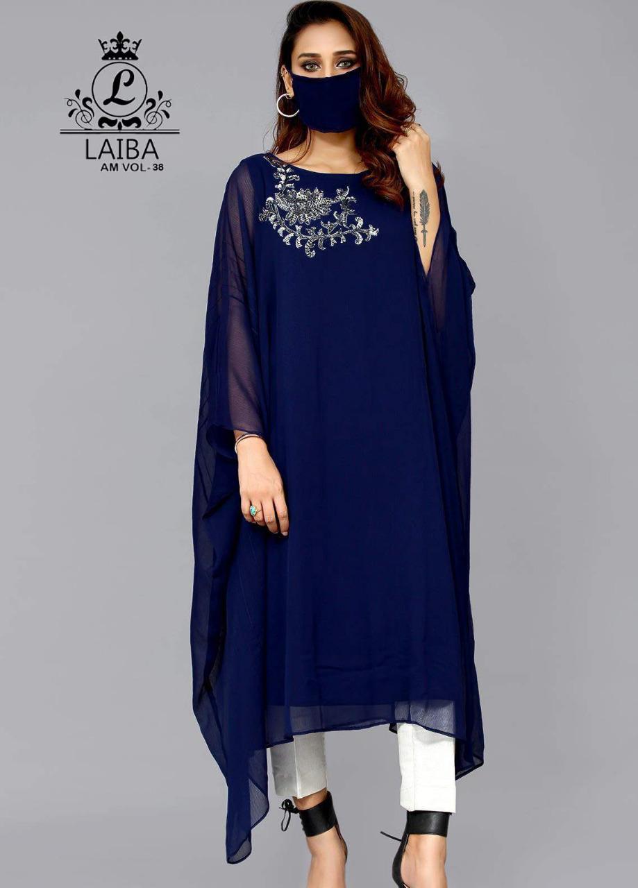 Laiba Am Vol 38  Designer Long Tunic With Beautiful Classy Kaftan With Hand Work