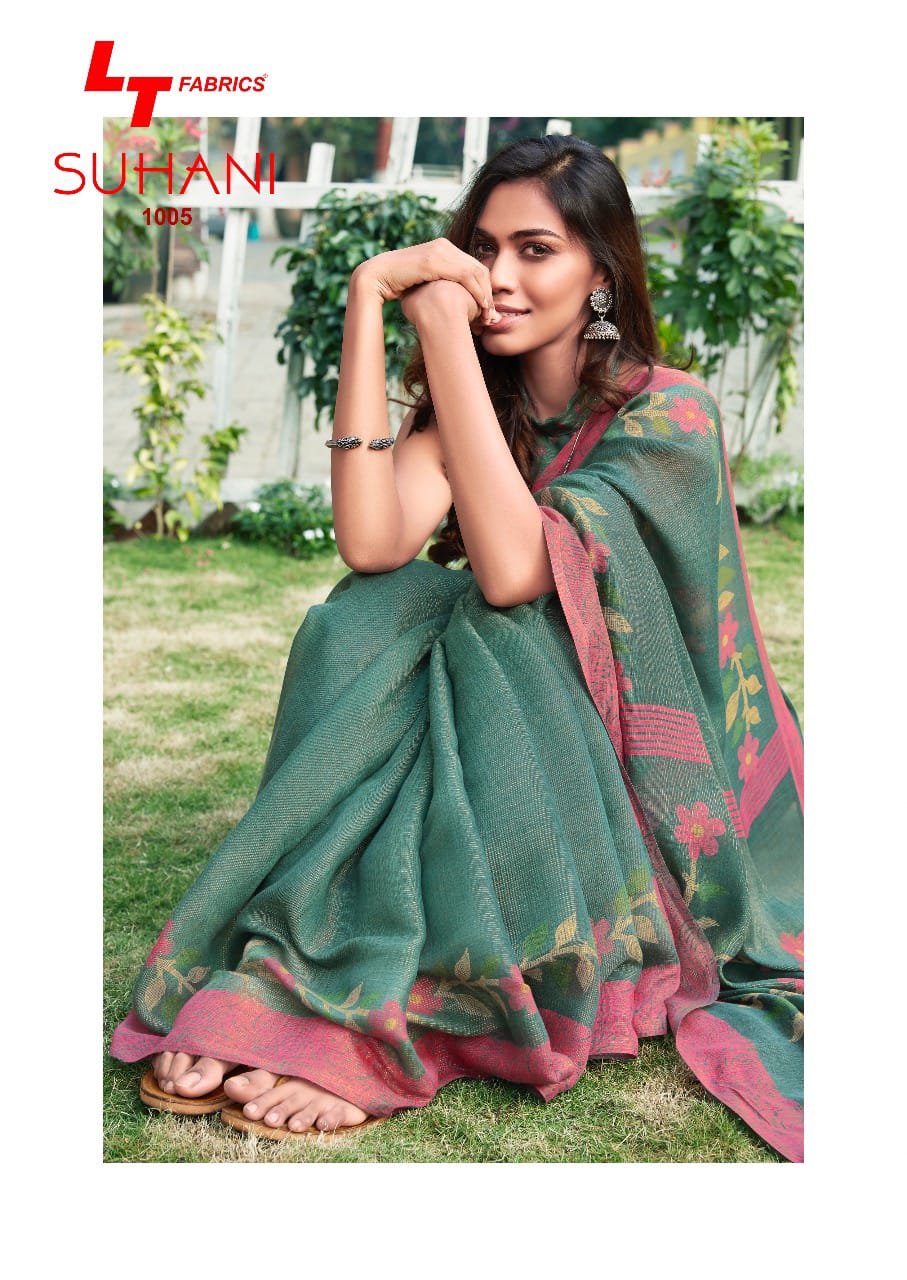 Lt Launch Suhani Linen With Gold Zari Casual Wear Saree Trader In Surat