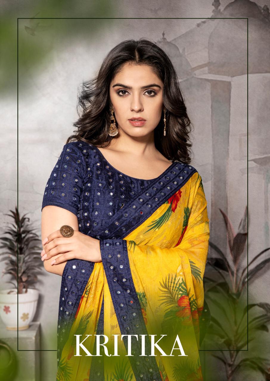 Mintorsi Kritika Chiffon Brasso Foil With Embroidery Fancy Saree