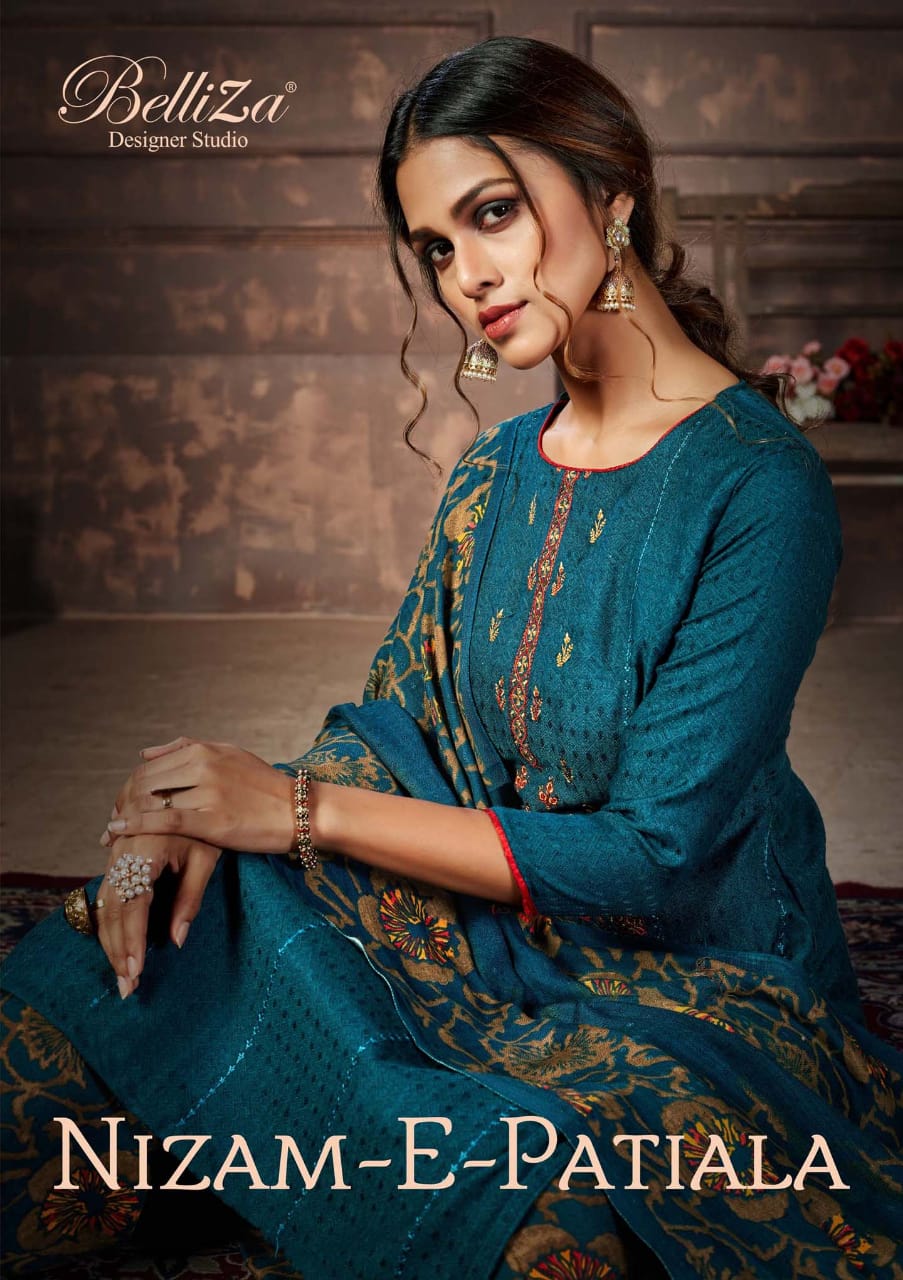 Nizam E Patiyala By Belliza Pure Pashmina Kashmiri Embroidery Suits Wholesaler